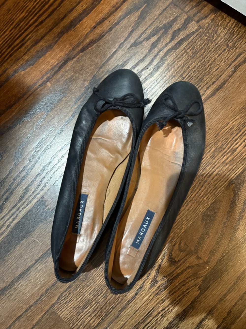Margaux Ballet Flats The Demi Black Leather Size 40 EU/ Size 10 US